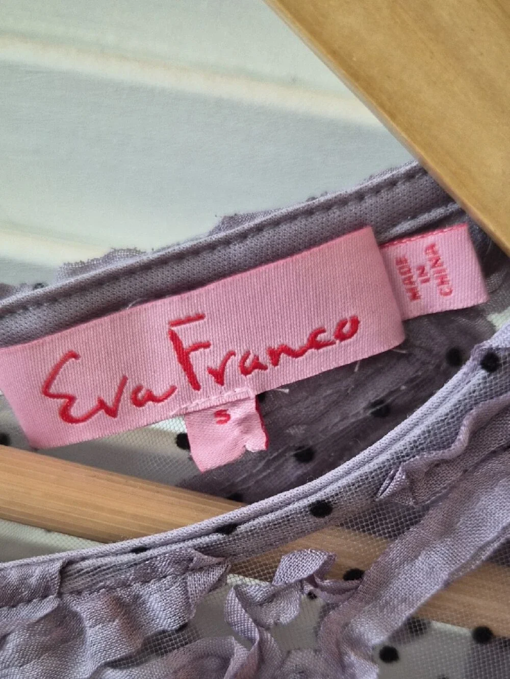 Eva Franco Lavender Floral Appliqué Mesh Blouse
